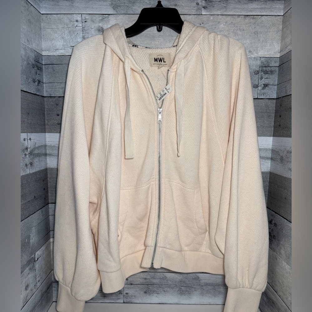 Madewell MWL Cream Zip-Up Hoodie
